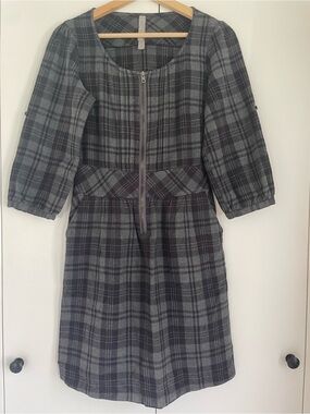 Springfield Plaid Dress with Front Zipper & Pockets
